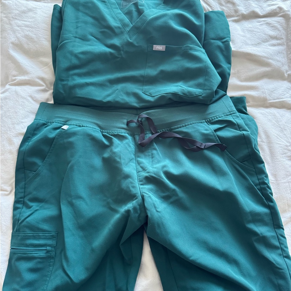 FIGS Scrubs Set Green Technical Collection Top L Bottom XL Jogger Pants - Picture 1 of 9